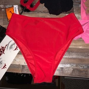 red high waisted bikini bottom